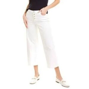 J. McLAUGHLIN Loris White Wide Leg Button Fly Cropped Stretch Jeans Size 8 CLEAN